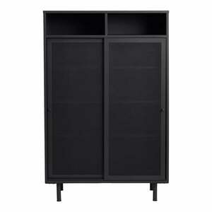 Czarna metalowa szafka z drzwiami przesuwnymi 90x140x40 cm Veep – Unique Furniture obraz