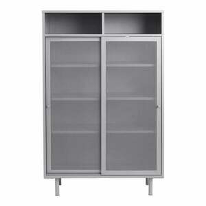 Szara metalowa szafka z drzwiami przesuwnymi 90x140x40 cm Veep – Unique Furniture obraz