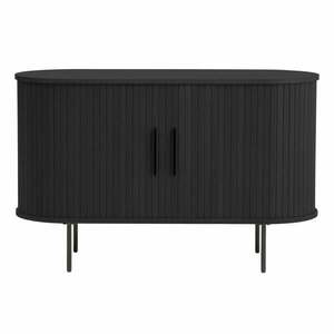 Czarna komoda w dekorze dębu z drzwiami przesuwnymi 120x76x45 cm Nola – Unique Furniture obraz