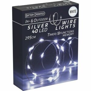 Drut świetlny z timerem Silver lights 40 LED, zimna biała, 195 cm obraz