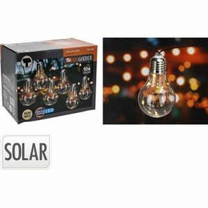 Żarówki łańcuchowe ProGarden Solar przezroczyste, 2 m, 10 x 5 LED, ciepły biały obraz