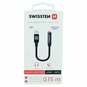 SWISSTEN Redukce USB-C JACK 3, 5 mm, 15 cm, černá obraz