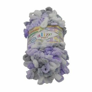 Przędza PUFFY color biały, fioletowy, szary, 100 g / 9 m obraz