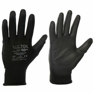 Rękawice robocze Sixtol GLOVE PE-PU 10 czarne, rozmiar 10" obraz