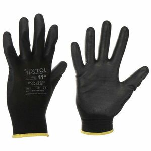 Rękawice robocze Sixtol GLOVE PE-PU 11 czarne, rozmiar 11" obraz