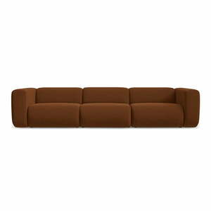 Pomarańczowa/brązowa aksamitna sofa 319 cm Ekahi – Makamii obraz