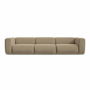 Beżowa aksamitna sofa 319 cm Ekahi – Makamii obraz