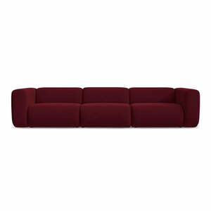 Bordowa aksamitna sofa 319 cm Ekahi – Makamii obraz