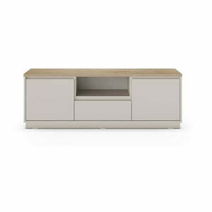 Beżowa szafka pod TV w dekorze dębu 161x55x40 cm Loreta – Marckeric obraz