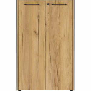 Antracytowo-naturalna szafka w dekorze dębu z zamkiem 75x120x40 cm Podium – Germania obraz