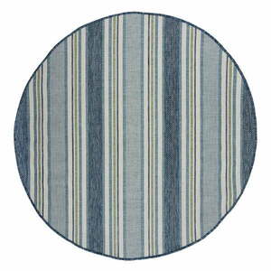 Zielononiebieski okrągły dywan odpowiedni na zewnątrz ø 160 cm Roma Stripe – Flair Rugs obraz