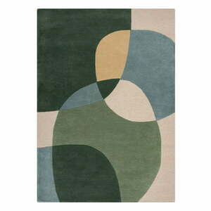 Zielony wełniany dywan tkany ręcznie 200x290 cm Glow Green & Blue – Flair Rugs obraz