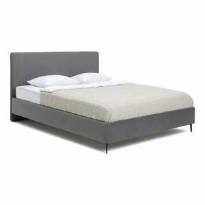 Szare tapicerowane łóżko dwuosobowe ze stelażem 160x200 cm Noira Slim – Bonami Selection obraz