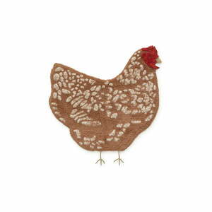 Brązowy bawełniany dywan dziecięcy tkany ręcznie odpowiedni do prania 110x100 cm Chicken – Lorena Canals obraz
