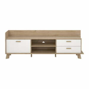 Biało-naturalna szafka pod TV w dekorze dębu 182x62x51 cm Ikast – Tvilum obraz