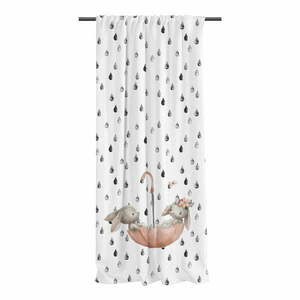 Biała zasłona dziecięca z satyny bawełnianej 110x250 cm Bunnies in the Rain – Butter Kings obraz