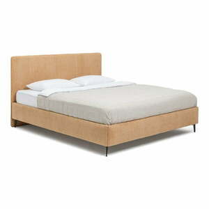 Musztardowe tapicerowane łóżko dwuosobowe ze stelażem 180x200 cm Noira Slim – Bonami Selection obraz