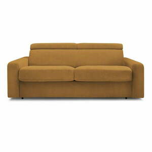 Musztardowa sztruksowa rozkładana sofa 215 cm Monaco – Bobochic Paris obraz