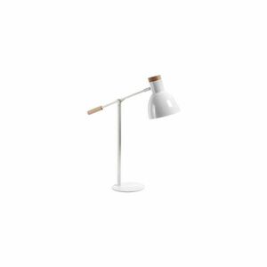 Biała lampa stołowa z litego drewna bukowego z metalowym kloszem (wysokość 54 cm) Tescarle – Kave Home obraz