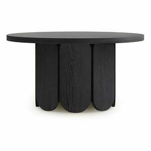 Czarny okrągły stolik w dekorze dębu ø 78 cm Soft – Woodman obraz