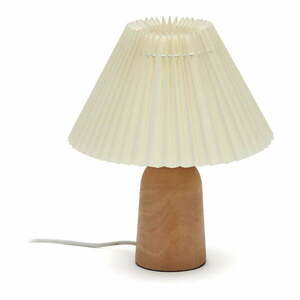 Beżowa/w naturalnym kolorze lampa stołowa z litego drewna kauczukowego z tekstylnym kloszem (wysokość 33 cm) Benicarlo – Kave Home obraz