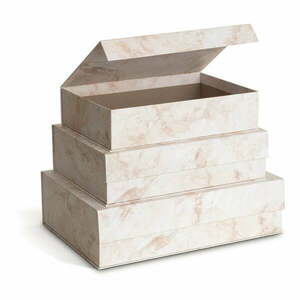 Beżowe kartonowe pojemniki dekoracyjne z pokrywką zestaw 3 szt. 42, 5x29, 5x13 cm Kian Paper Laminate – Bigso obraz