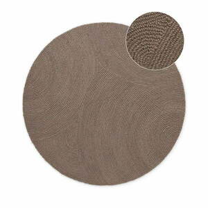 Szarobrązowy wełniany okrągły dywan tkany ręcznie ø 120 cm Eleni Taupe – Hanse Home obraz