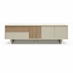 Beżowo-naturalna szafka pod TV w dekorze dębu 180x55x45 cm Carpi – Marckeric obraz