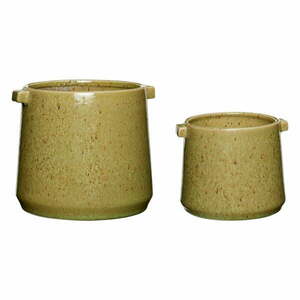 Zestaw 2 zielonych ceramicznych doniczek Hübsch Herb obraz