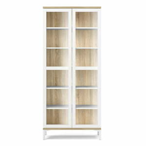 Biało-naturalna witryna w dekorze dębu 89x203x36 cm Roomers – Tvilum obraz