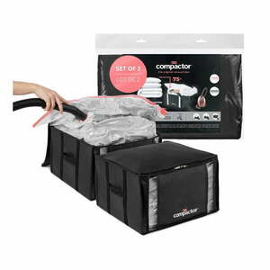 Tekstylne pojemniki do przechowywania ubrań zestaw 2 szt. próżniowe/usztywniane 42x25x25 cm Black Edition – Compactor obraz