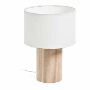 Biała/beżowa lampa stołowa z tekstylnym kloszem (wysokość 29 cm) Bianella – Kave Home obraz