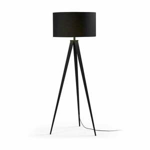 Czarna lampa stojąca z tekstylnym kloszem (wysokość 157 cm) Iguazu – Kave Home obraz
