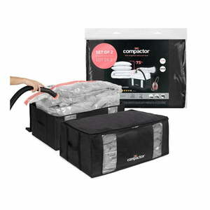 Tekstylne pojemniki do przechowywania ubrań zestaw 2 szt. próżniowe/usztywniane 65x45x27 cm Black Edition – Compactor obraz