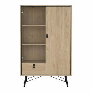 Witryna w dekorze dębu w naturalnym kolorze 102x162x40 cm Ry – Tvilum obraz