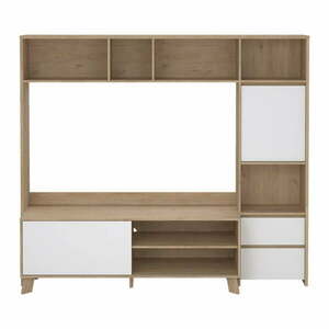 Biało-naturalny zestaw pod TV w dekorze dębu 209x183x48 cm Next – Tvilum obraz
