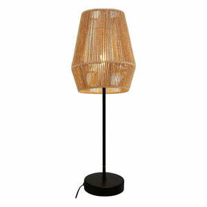 Czarna lampa stołowa z kloszem z plecionki trzcinowej (wysokość 55 cm) Eranko – GTV obraz