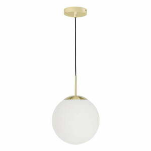 Biała/w kolorze złota lampa wisząca ze szklanym kloszem ø 30 cm Mahala – Kave Home obraz