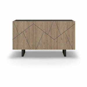 Czarno-naturalna niska komoda w dekorze dębu 140x80 cm Milena – Marckeric obraz