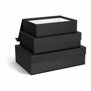 Ciemnoszare kartonowe pojemniki dekoracyjne z pokrywką zestaw 3 szt. 42, 5x29, 5x13 cm Kian Paper Laminate – Bigso obraz