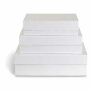 Białe kartonowe pojemniki dekoracyjne z pokrywką zestaw 3 szt. 42, 5x29, 5x13 cm Kian Paper Laminate – Bigso obraz