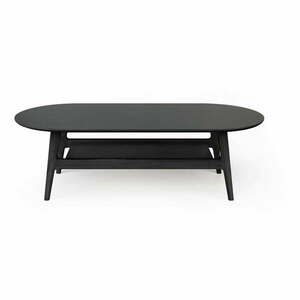 Czarny stolik w dekorze dębu 60x130 cm Curved – Woodman obraz