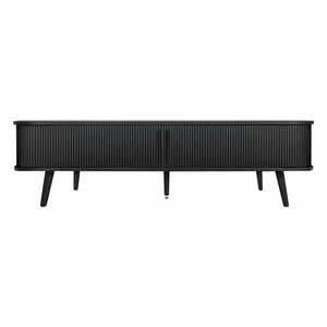 Czarna szafka pod TV w dekorze dębu 178x50x40 cm Rove – Woodman obraz