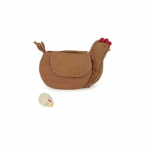 Brązowy tekstylny dziecięcy kosz na zabawki 48x32x29 cm Chicken Toffee – Lorena Canals obraz