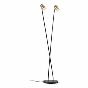 Czarna/w kolorze złota lampa stojąca z metalowym kloszem (wysokość 152 cm) Clemence – Kave Home obraz