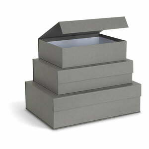 Szare kartonowe pojemniki dekoracyjne z pokrywką zestaw 3 szt. 42, 5x29, 5x13 cm Kian Paper Laminate – Bigso obraz