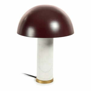 Biała/ciemnobrązowa marmurowa lampa stołowa z metalowym kloszem (wysokość 43 cm) Zorione – Kave Home obraz