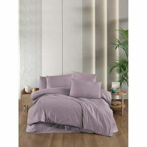 Fioletowa adamaszkowa pościel dwuosobowa z prześcieradłem/4-częściowa 200x220 cm – Mila Home obraz