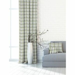 Zasłona dekoracyjna lub materiał, Dakar Kratka 150 cm, zielona obraz