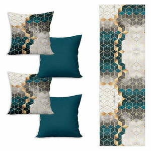Komplet bieżnika i 4 poszewek na poduszki Optic – Minimalist Cushion Covers obraz